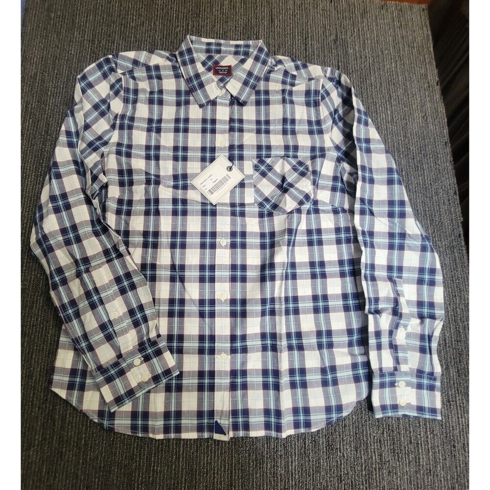 NWT UNTUCKit Button Down Shirt Size 10 Blue  Check Gingham Regular Fit B…